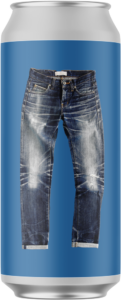 Selvedge denim with various wear on a blue can label